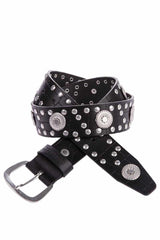 WG100 Women's belt, metal embroidered, made of genuine leather