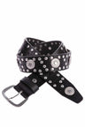 WG100 Women's belt, metal embroidered, made of genuine leather