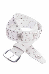 WG100 Women's belt, metal embroidered, made of genuine leather