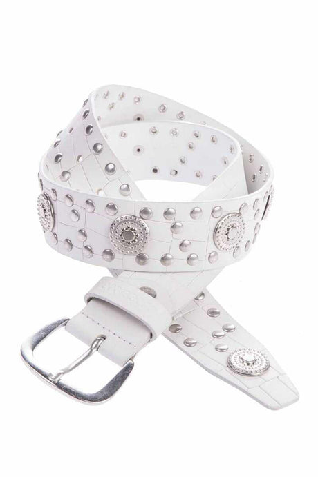 WG100 Women's belt, metal embroidered, made of genuine leather