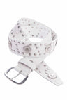 WG100 Women's belt, metal embroidered, made of genuine leather