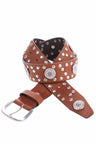 WG100 Women's belt, metal embroidered, made of genuine leather