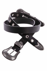 WG115 Women's perforated belt with cowboy buckle look