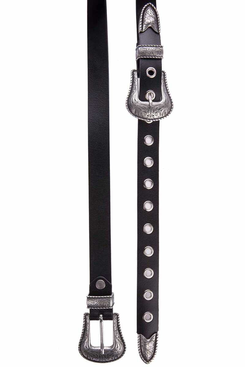 WG115 Women's perforated belt with cowboy buckle look
