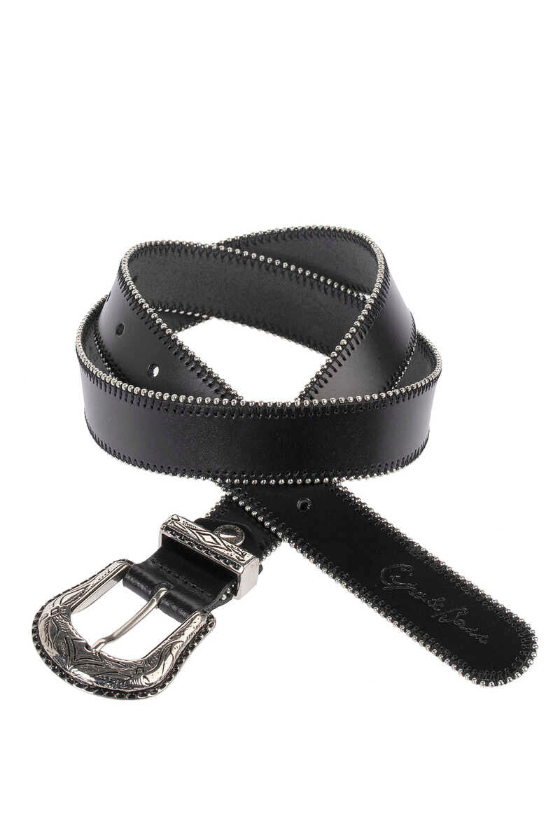 WG117 Women's leather belt with metal buckle