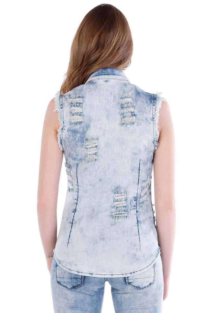WH103 Women's denim vest with casual used details