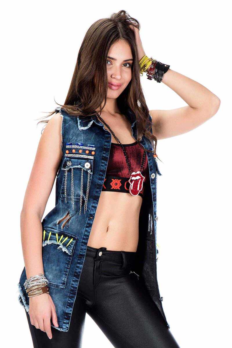 WH106 Women's vest shirt with glittering chain