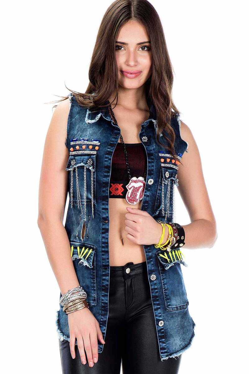 WH106 Women's vest shirt with glittering chain
