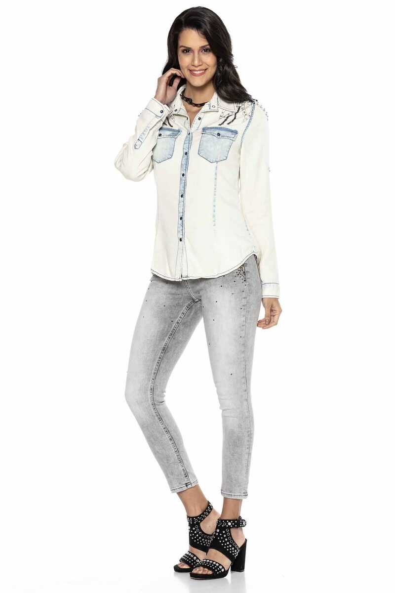 WH115 Women's denim shirt with cool decorative details
