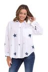 WH127 Oversized linen shirt with star detail
