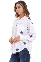 WH127 Oversized linen shirt with star detail