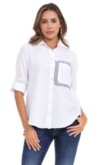 WH128 Women's shirt with striped detail
