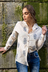 WH129 Women's shirt with casual spring pattern