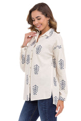 WH129 Women's shirt with casual spring pattern