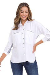 WH133 Women's shirt with striped detail