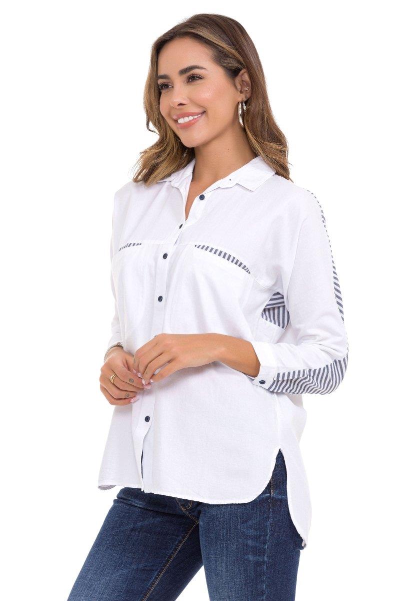 WH133 Women's shirt with striped detail