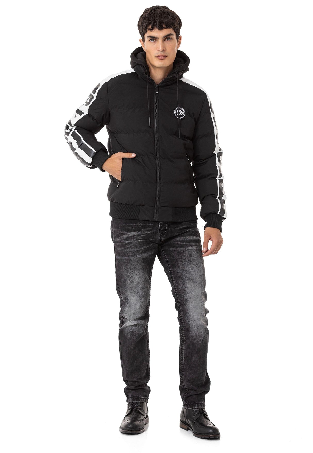 CM222 Men's Winter Jacket – Sporty & eye-catching | Detachable hood with zipper
