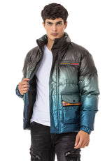 CM221 Men's Winter Jacket – Glossy finish with sporty color gradient & functional zippers