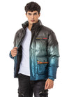 CM221 Men's Winter Jacket – Glossy finish with sporty color gradient & functional zippers
