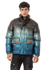 CM221 Men's Winter Jacket – Glossy finish with sporty color gradient & functional zippers