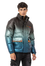 CM221 Men's Winter Jacket – Glossy finish with sporty color gradient & functional zippers