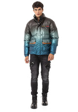 CM221 Men's Winter Jacket – Glossy finish with sporty color gradient & functional zippers