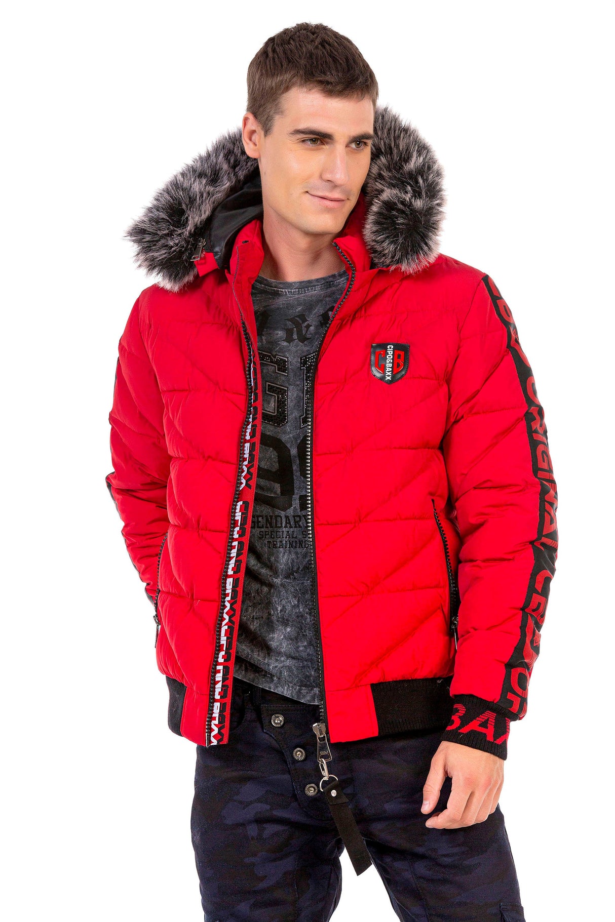 CM188 Men's Winter Jacket – Detachable Hood & Functional Details