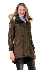 WJ136 Women's outdoor jacket with stylish faux fur hood