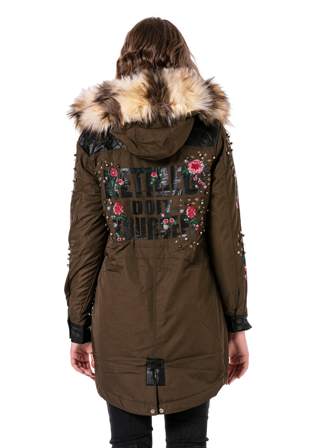 WJ136 Women's outdoor jacket with stylish faux fur hood
