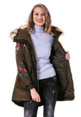 WJ136 Women's outdoor jacket with stylish faux fur hood