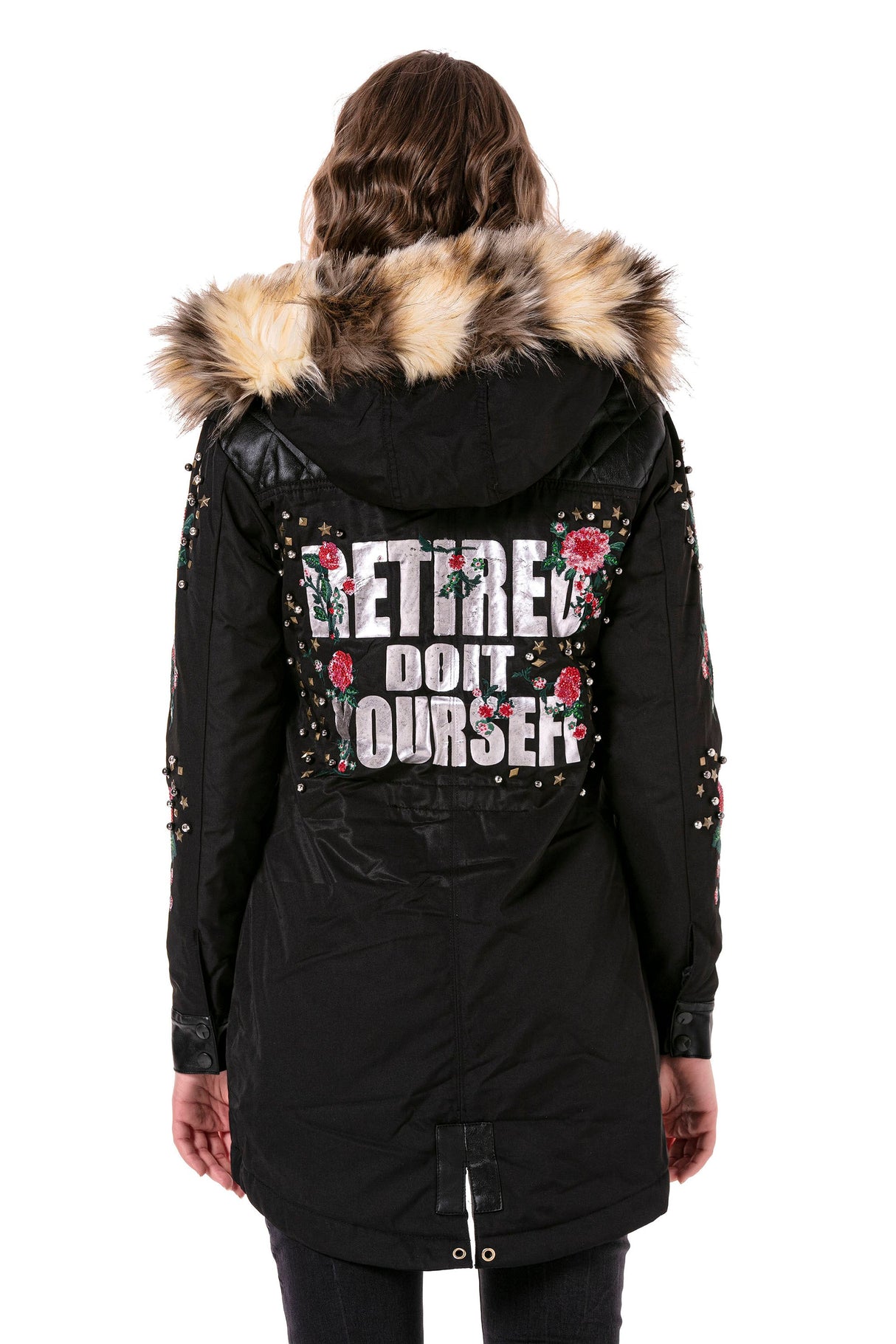 WJ136 Women's outdoor jacket with stylish faux fur hood
