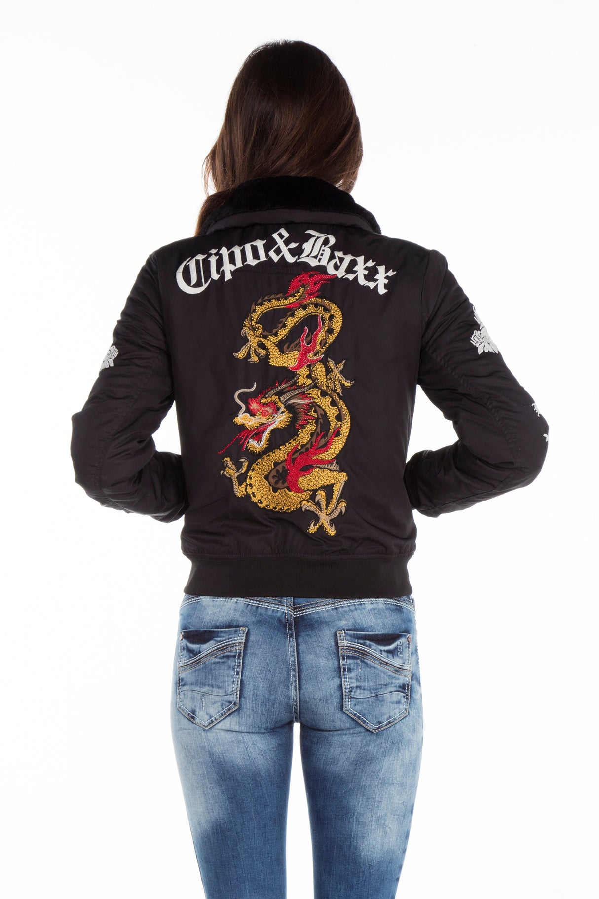 WJ137 Women's Outdoor Jacket with Fur Collar and Embroidery