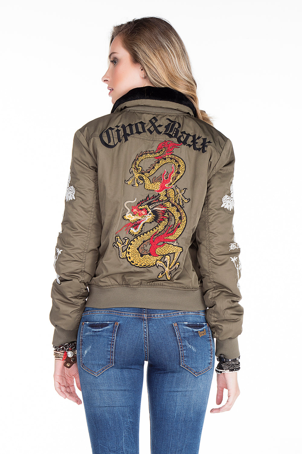 WJ137 Women's Outdoor Jacket with Fur Collar and Embroidery