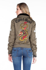 WJ137 Women's Outdoor Jacket with Fur Collar and Embroidery