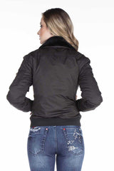 WJ141 Women's Bomber Jacket with Detachable Fur Collar