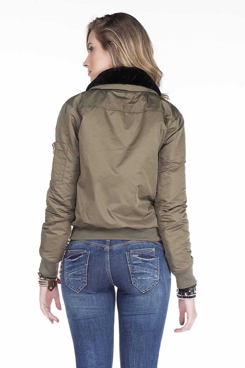 WJ141 Women's Bomber Jacket with Detachable Fur Collar