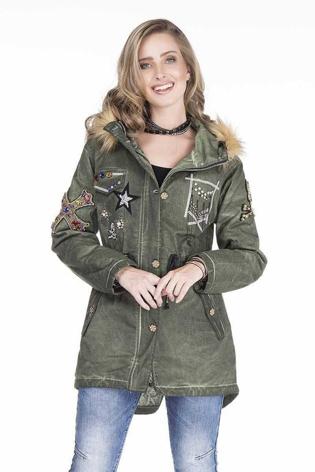 WJ144 Women's outdoor jacket with stylish appliqués