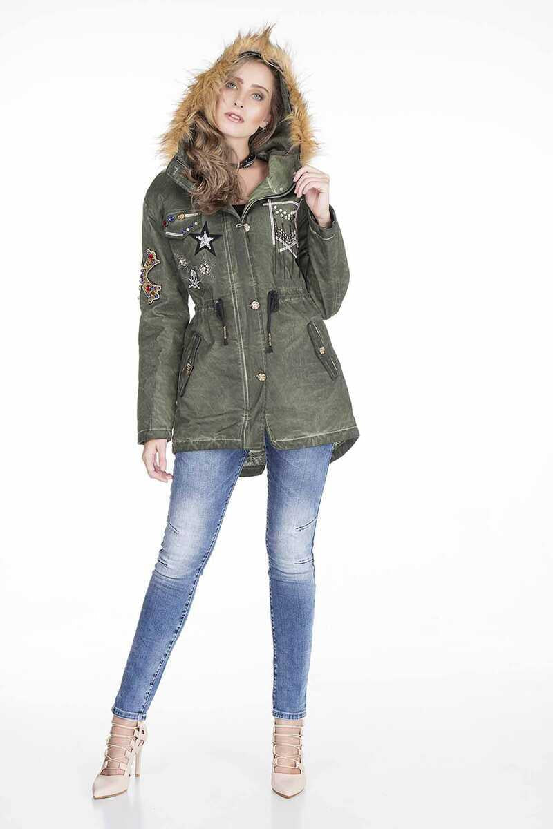 WJ144 Women's outdoor jacket with stylish appliqués