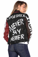 WJ172 Women's denim jacket with colorful pattern
