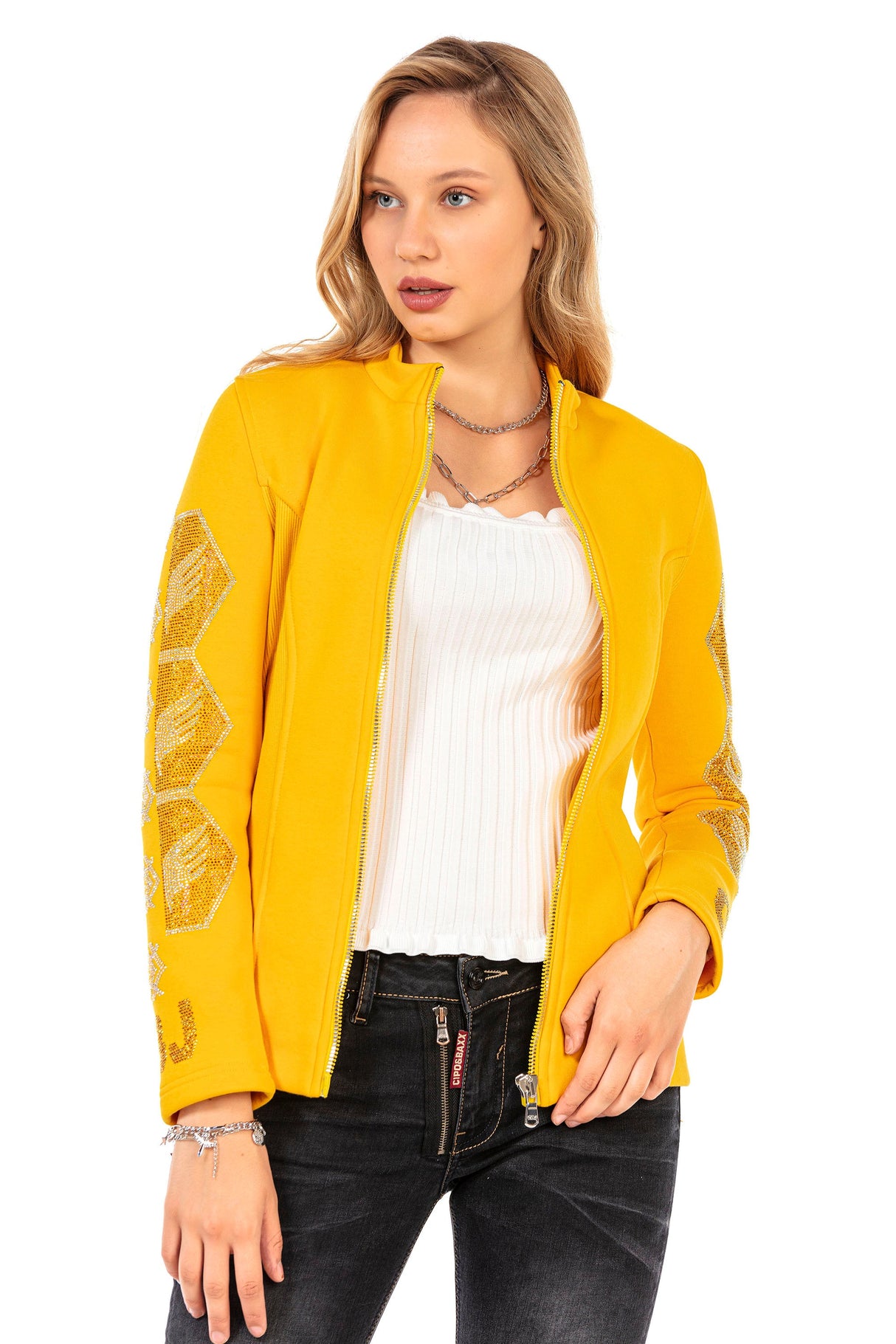 WJ197 Women's outdoor jacket with sparkling stone trim