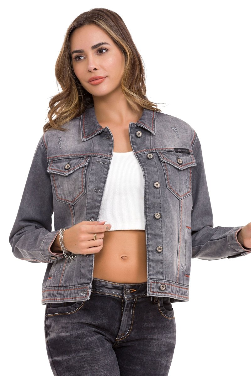 WJ206 Women's denim jacket with contrasting stitching