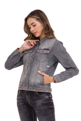WJ206 Women's denim jacket with contrasting stitching