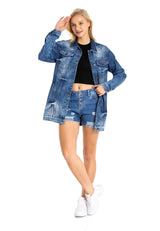 WJ211 Women's denim jacket with stylish, eye-catching elements