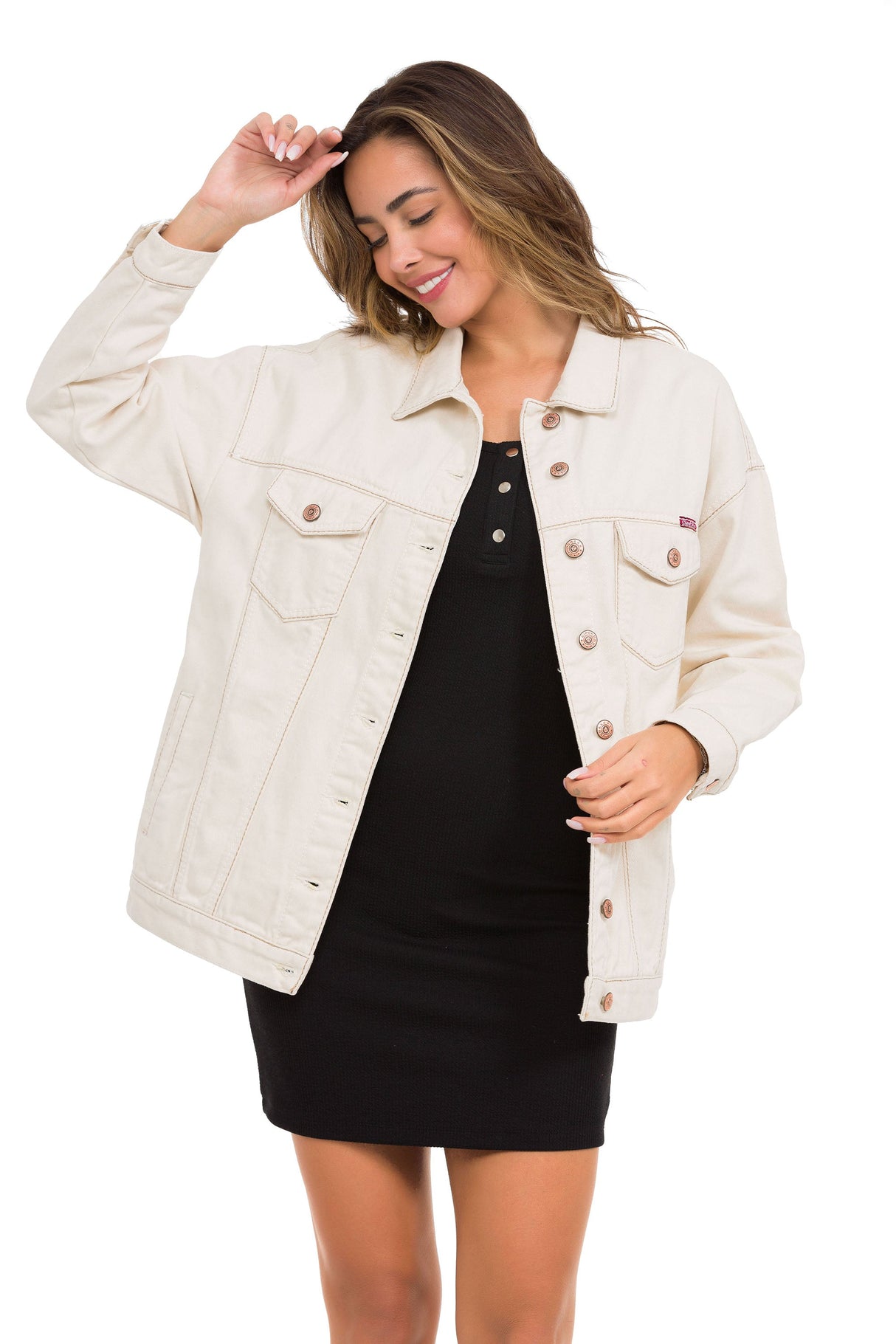 WJ211 Women's denim jacket with stylish, eye-catching elements