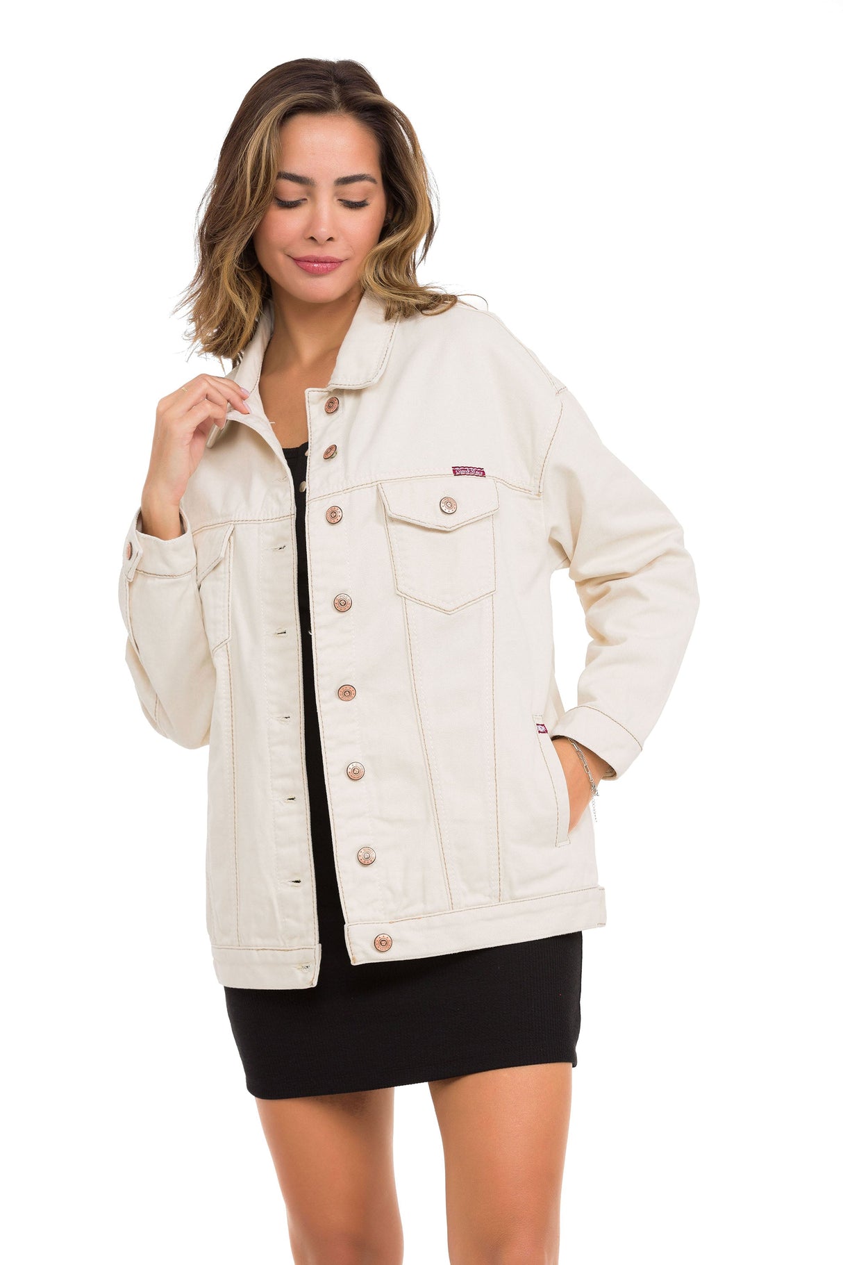 WJ211 Women's denim jacket with stylish, eye-catching elements
