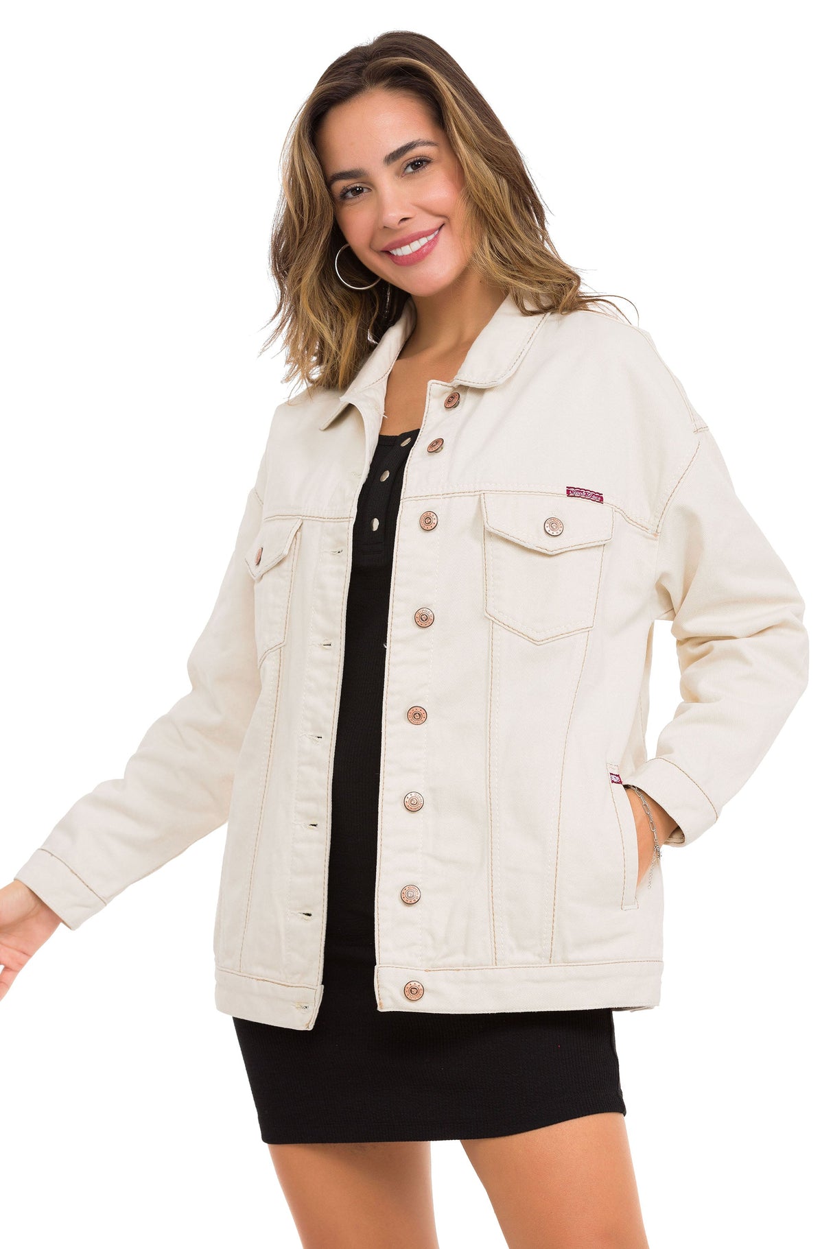WJ211 Women's denim jacket with stylish, eye-catching elements