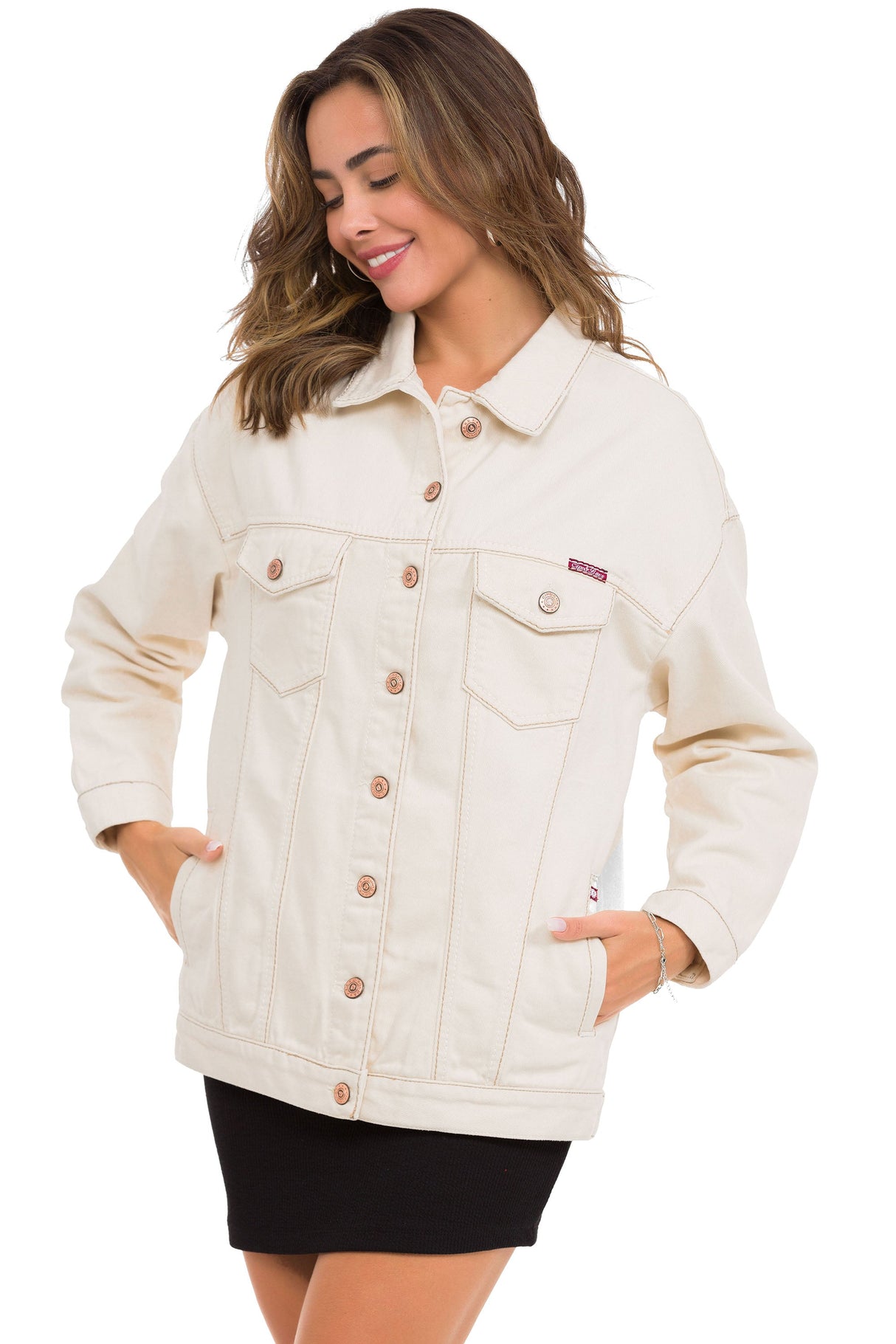 WJ211 Women's denim jacket with stylish, eye-catching elements