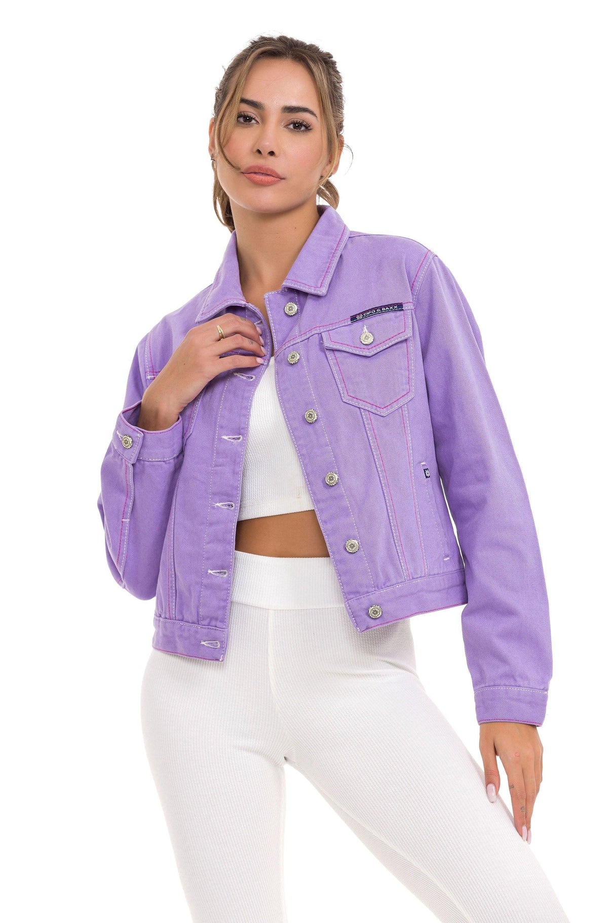 WJ212 Women's denim jacket with stylish, eye-catching elements