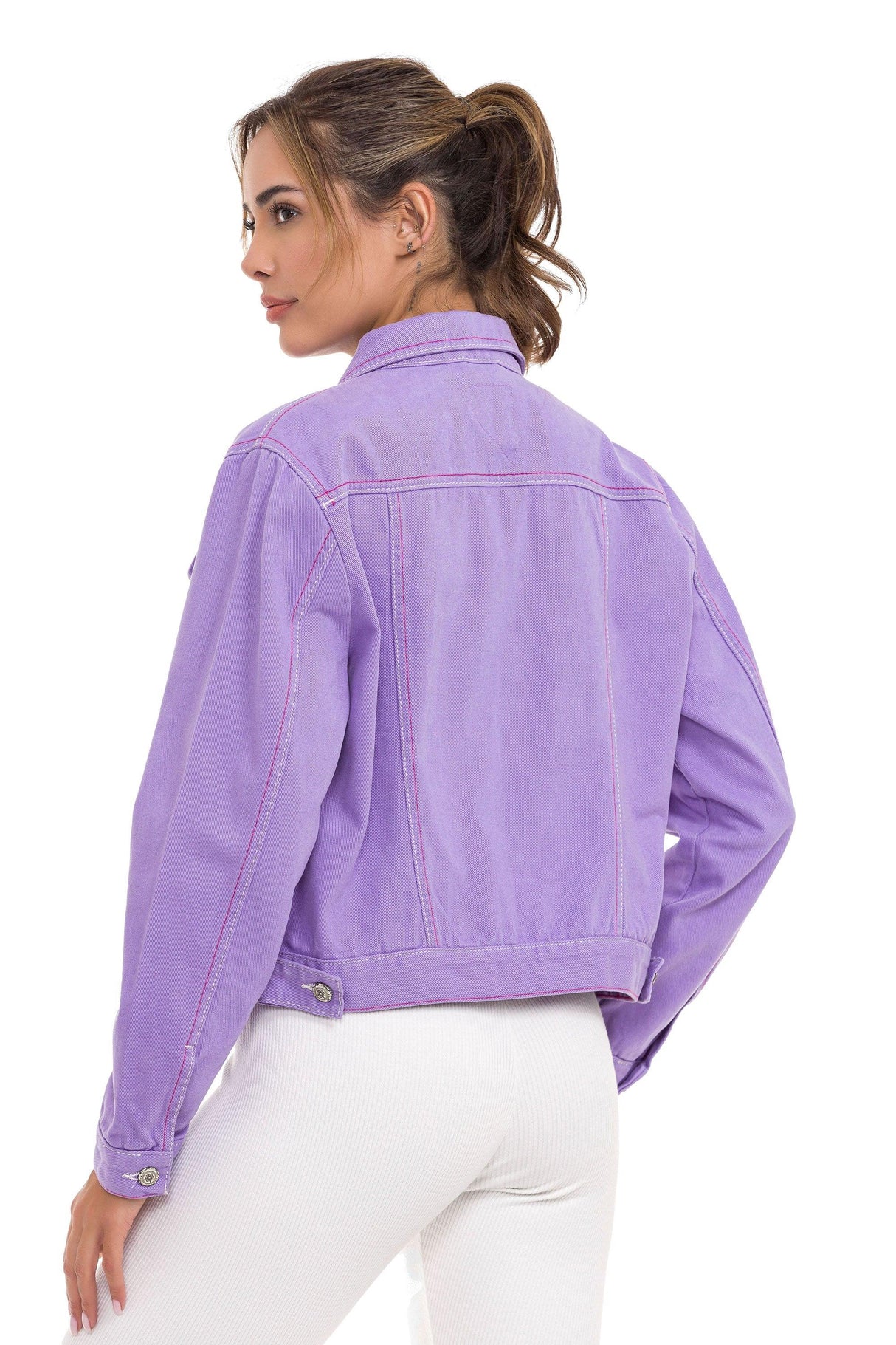 WJ212 Women's denim jacket with stylish, eye-catching elements