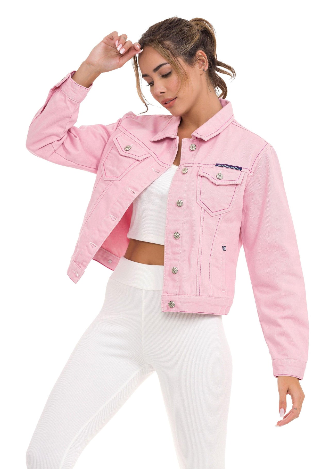 WJ212 Women's denim jacket with stylish, eye-catching elements